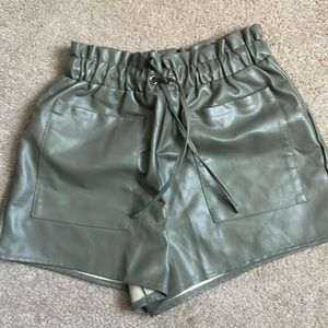 High waisted faux leather shorts